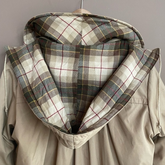 Vintage Eddie Bauer Flannel Lined Insulated Trench Coat in Tan Size Small - Picture 6 of 7